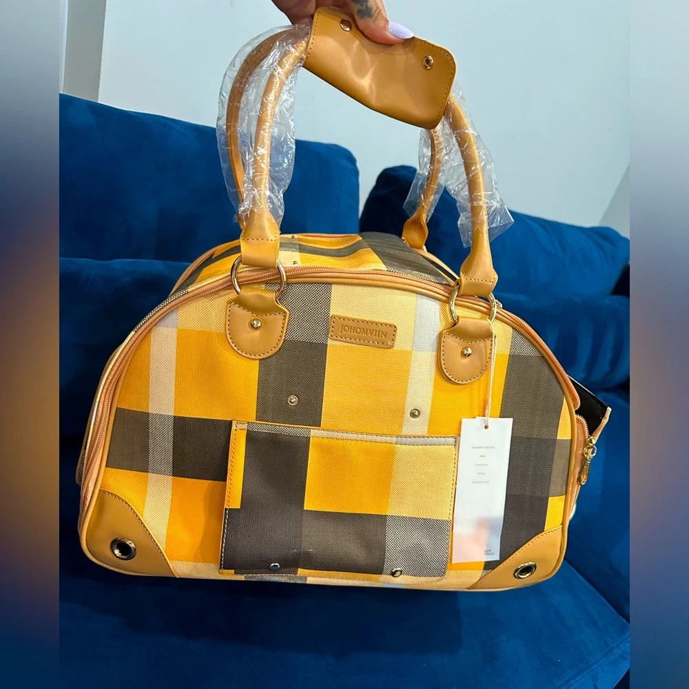 Dog Carrier, Cat Carrier, Pet Carrier, Foldable Premium PU Leather Dog Purse